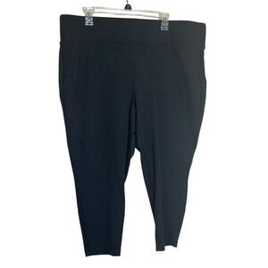 Torrid Womens 3X Pull On Business Dress Pants Black Polka Dot Elastic Waist